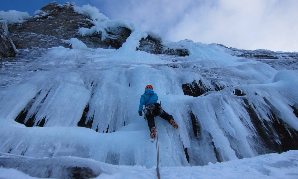 Lou Reynolds ice climbing