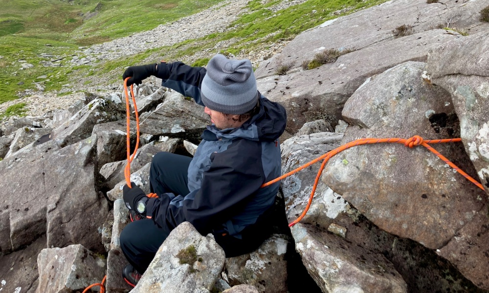 Chris Wheatcroft practicing Mountain Leader ropework