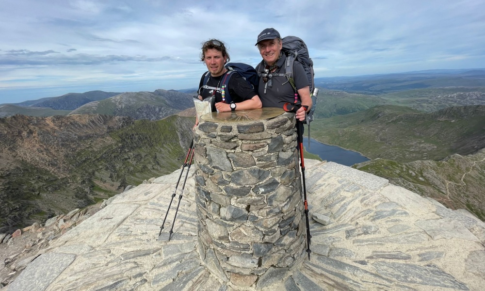 Chris and Steve Wheatcroft on the summit of Yr Wyddfa / Snowdon